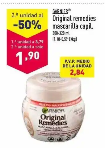 ALDI 2a unidad al -50% garnier original remedies mascarilla capil oferta