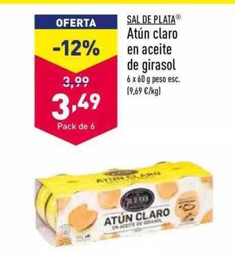 ALDI Sal de plata atún claro en aceite de girasol oferta