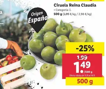 Lidl Ciruelas reina claudia oferta