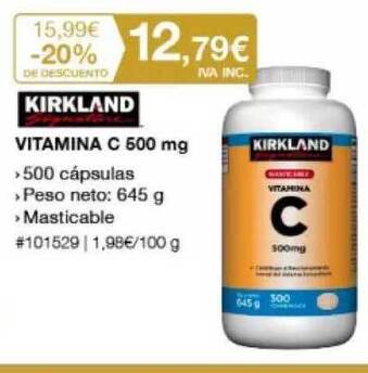 Costco KIRKLAND VITAMINA C 500mg oferta