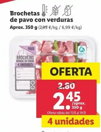 Lidl Brochetas de pavo con verduras oferta