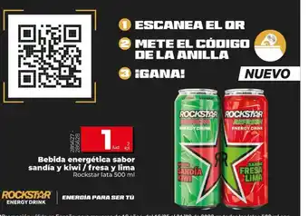 Rockstar Lata 500ml Bebida Energética Sabor Sandia y Kiwi/Fresa y Lima