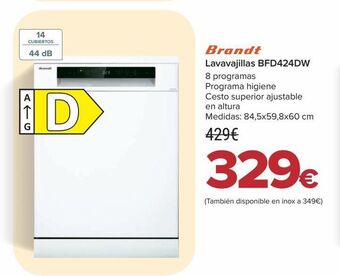 Carrefour Brandt lavavajillas bfd424dw oferta