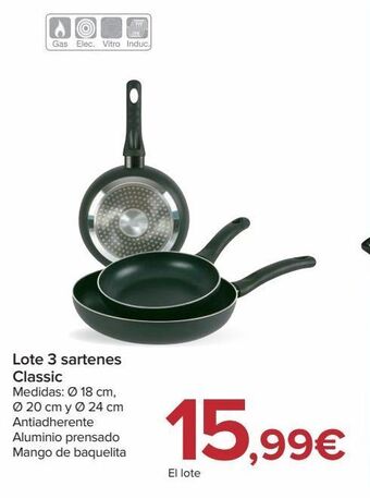 Carrefour Lote 3 sartenes classic oferta