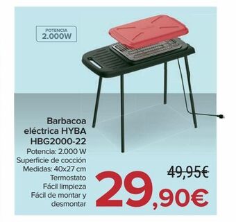 Carrefour Barbacoa electrica hyba hbg2000-22 oferta