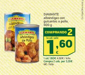 HiperDino Diamante Albóndigas Con Guisantes o Pollo oferta