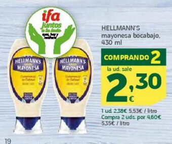 HiperDino Hellmann's Mayonesa Bocabajo oferta