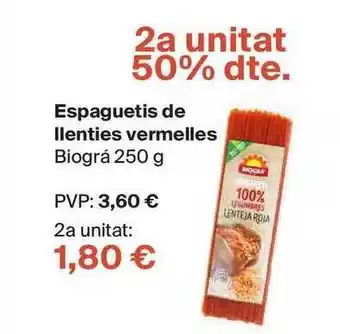 Veritas Biográ Espaguetis de llenties vermelles 250g oferta