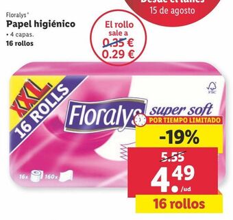 Lidl Papel higiénico floralys oferta