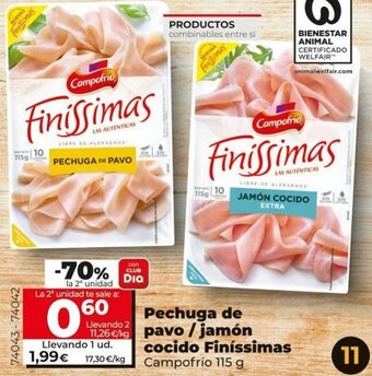 Maxi Dia Pechuga de pavo / jamón cocido finissimas campofrío oferta