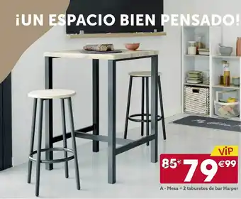 GiFi A - mesa + 2 taburetes de bar harper oferta