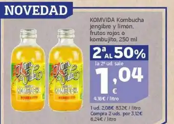 HiperDino 2a al 50% komvida kombucha jengibre y limón frutos rojos o kombujito oferta