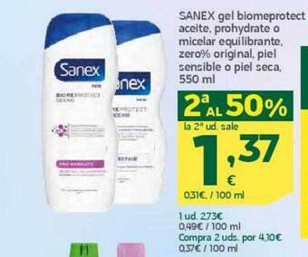 HiperDino Sanex gel biomeprotect aceite prohydrate o micelar equilibrante zero% original piel sensible o piel seca oferta