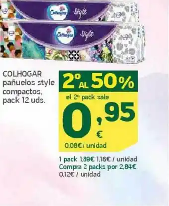 HiperDino 2° al 50% colhogar pañelos style compactos pack 12 uds. oferta