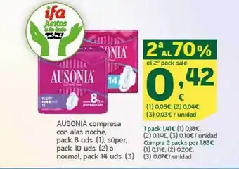 HiperDino 2a al 70% ausonia compresa con alas noche pack 8 oferta