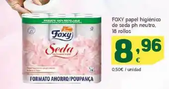 HiperDino Foxy papel higiénico de seda ph neutro 18 rollos oferta