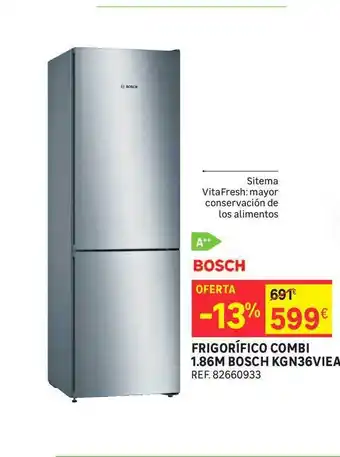 BOSCH FRIGORÍFICO COMBI 1.86M KGN36VIEA