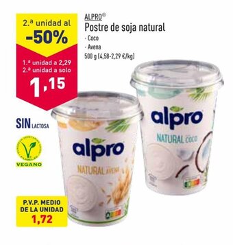 ALDI Alpro Postre de Soja Natural oferta