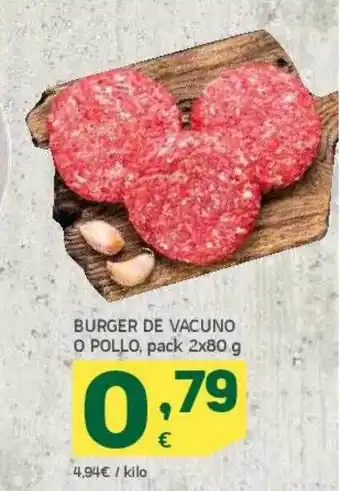 HiperDino Burger de vacuno o pollo pack oferta
