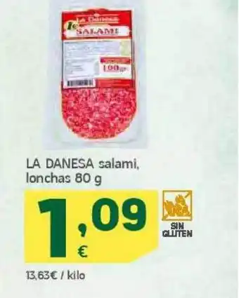 HiperDino La danesa salami lonchas oferta