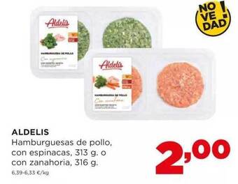 Alimerka Aldelis hamburguesas de pollo con espinacas o con zanahoria oferta