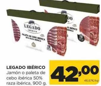 Alimerka Legado ibérico jamón o paleta de cebo ibérica 50% raza ibérica oferta