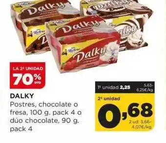 Alimerka La 2° unidad 70% dto dalky postres chocolate o fresa o dúo chocolate oferta