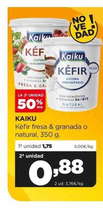 Alimerka La 2° unidad 50% dto kaiku kéfir fresa & granada o natural oferta