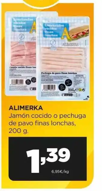 Alimerka Alimerka jamón cocido o pechuga de pavo finas lonchas oferta
