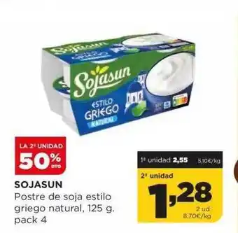 Alimerka La 2° unidad 50% dto sojasun postre de soja estilo griego natural oferta