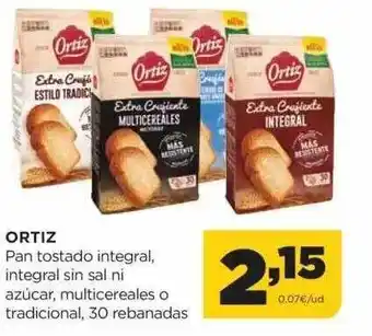 Alimerka Ortiz pan tostado integral integral sin sal ni azúcar multicereales o tradicional 30 rebanadas oferta