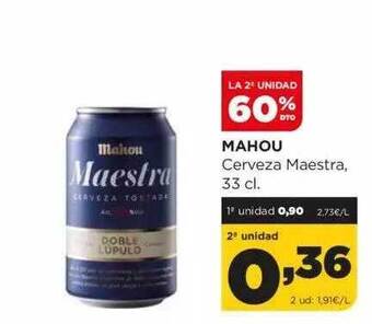 Alimerka La 2a unidad 60% dto mahou cerveza maestra oferta