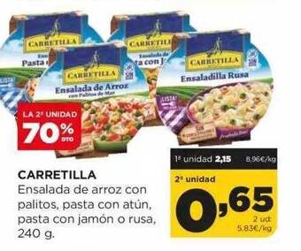 Alimerka Carretilla ensalada de arroz con palitos pasta con atún pasta con jamón o rusa oferta
