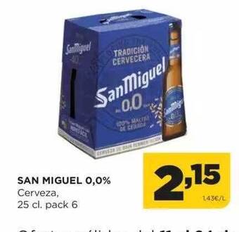 Alimerka San miguel 0.0% cerveza pack 6 oferta