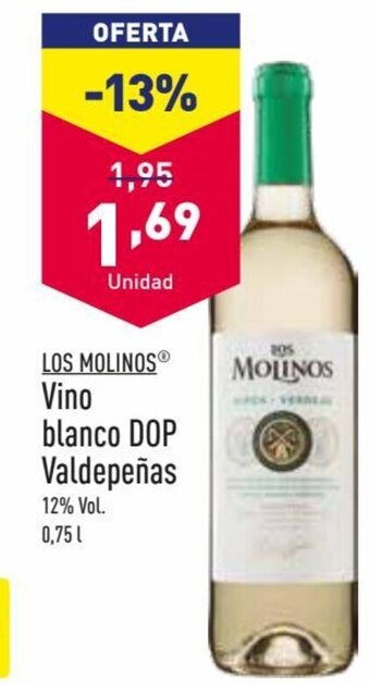ALDI Los Molinos Vino Blanco DOP Valdepeñas oferta