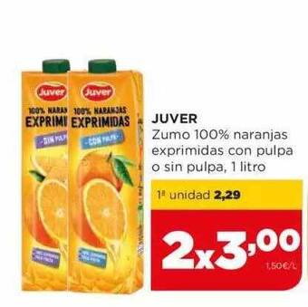 Alimerka Juver zumo 100% naranjas exprimidas con pulpa o sin pulpa oferta