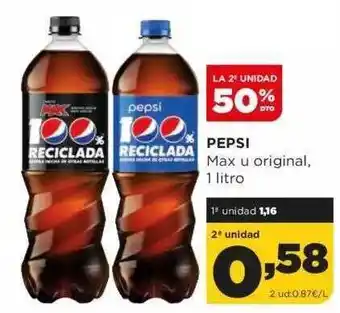 Alimerka La 2a unidad 50% dto pepsi max u original oferta