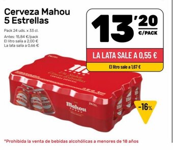 AhorraMas Cerveza Mahou 5 Estrellas oferta
