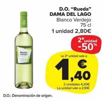 Carrefour Market D.o. "rueda" dama del lago blanco verdejo 75 cl oferta