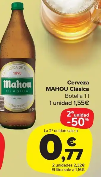 Carrefour Market Cerveza mahou clásica botella 1 l oferta