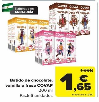 Carrefour Batido de chocolate, vainilla o fresa covap oferta