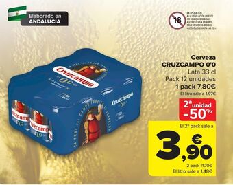 Carrefour Cerveza cruzcampo oferta