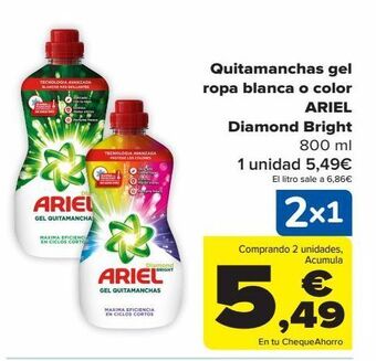 Carrefour Quitamanchas gel ropa blanca o color ariel diamond bright oferta