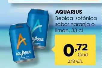 Autoservicios Familia Aquarius bebida isotónica sabor naranja o limon 33cl oferta