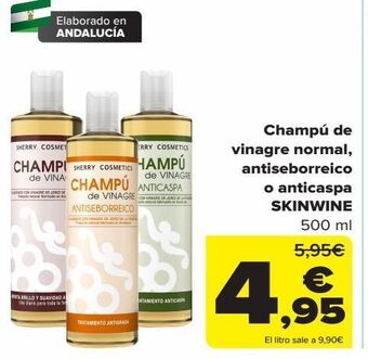 Carrefour Champú de vinagre normal, antiseborreico o anticaspa skinwine oferta