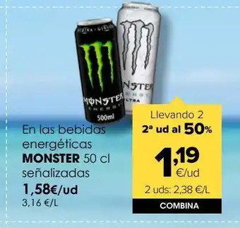 Autoservicios Familia En las bebida energética monster 50cl señalizadas oferta