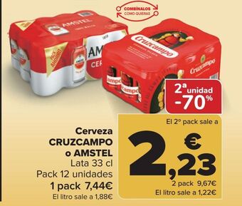 Carrefour Cerveza cruzcampo o amstel oferta