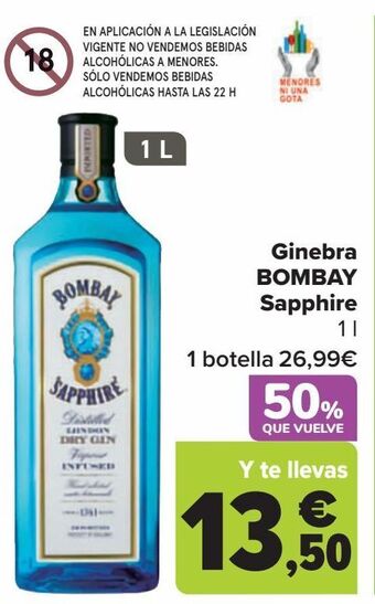 Carrefour Ginebra bombay sapphire oferta