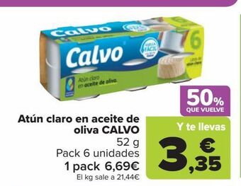 Carrefour Atún claro en aceite de oliva calvo oferta