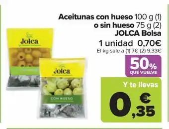 Carrefour Aceitunas con hueso o sin hueso jolca oferta